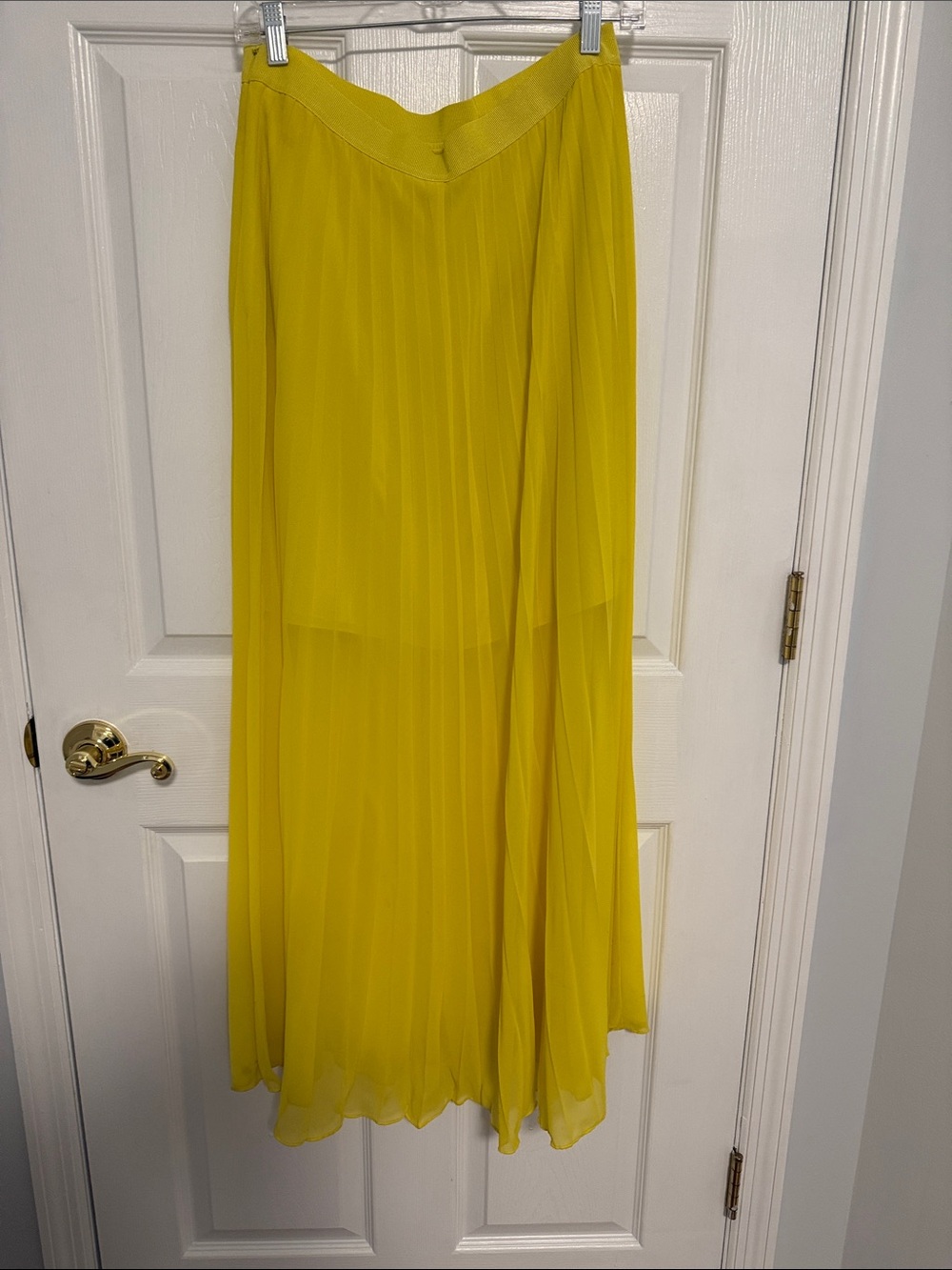 Ann Taylor Bright Yellow Pleated Maxi Skirt